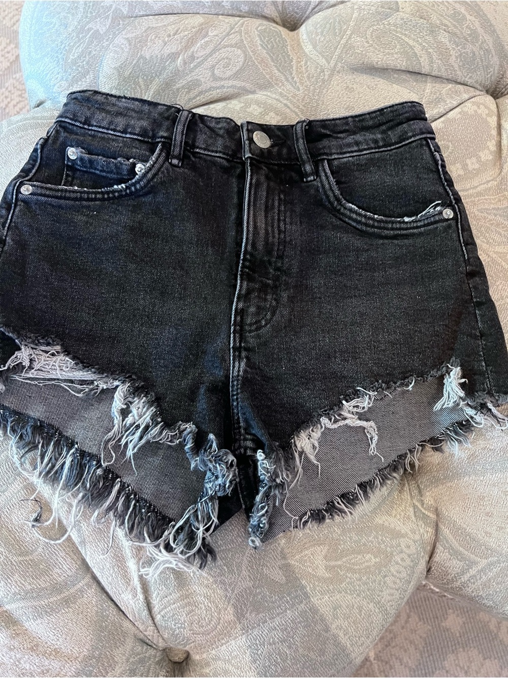 Women'sDistressed Black Denim Shorts